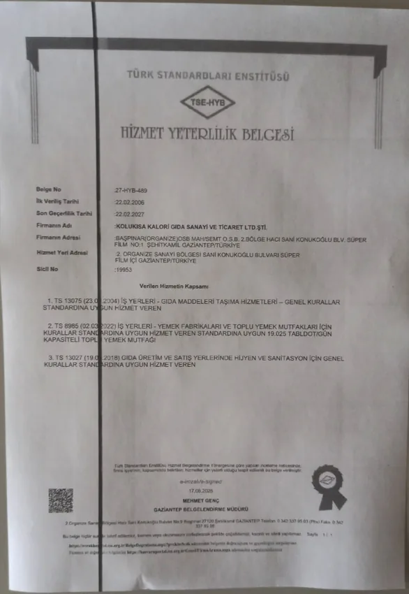 TSE Hizmet Yeterlilik Belgesi, Türk Standardları Enstitüsü